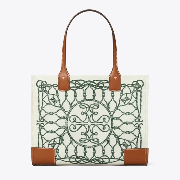 Tory Burch Handbags - Tory Burch Green and Brown Ella Printed Small Tote